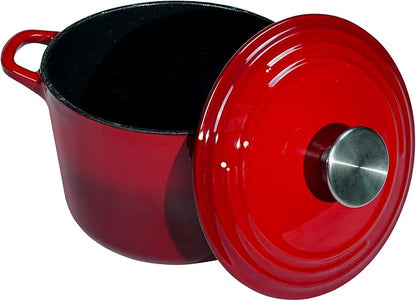 Flavehc Dutch Oven Pot with Lid 2.8 qt Cast Iron Dutch Oven for Bread Baking Red Enameled Cast Iron Rice Pot with Handels - Image 5