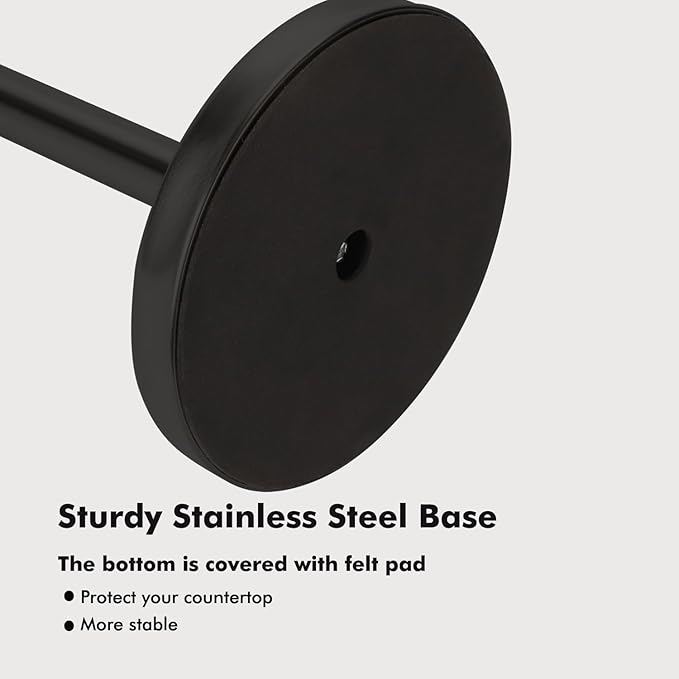 Paper Towel Holder Countertop, Standing Paper Towel Roll Holder for Kitchen Bathroom, with Weighted Base for One-Handed Operation (Black) - Image 5
