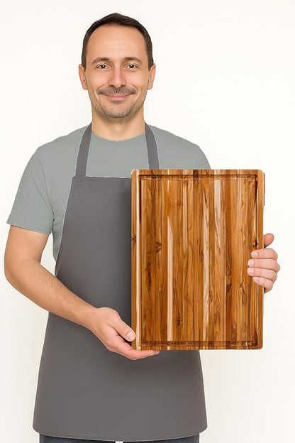 Teakhaus Cutting Board - Medium (M) Wood Cutting Board with Juice Groove (18”L x 14”W) Holiday Gift Ideas for Men and Women - Gift-Ready, Thin, Lightweight, Reversible, Knife Friendly - FSC Certified - Image 4