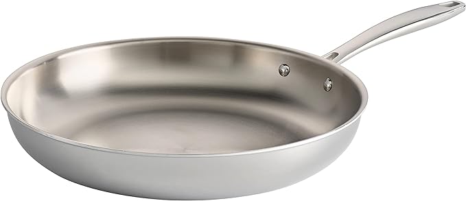 Tramontina Signature Tri-Ply Clad Stainless Steel 12-Inch Large Frying Pan, Induction-Ready Skillet, Dishwasher-Safe, NSF-Certified, Made in Brazil by Tramontina