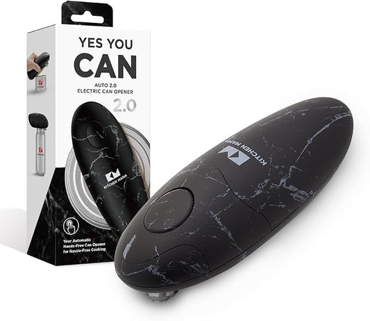 Kitchen Mama Auto 2.0 Electric Can Opener: Blade Opens Almost Any Can Pop or Soda Can - Automatic, Hands Free, Safe, Smooth Edge, Lid Remover, Battery Operated, Cordless, YES YOU CAN (Marble Black) by KitchenMama