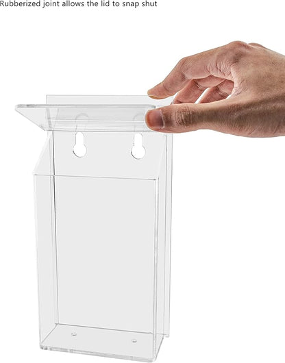 Outdoor Brochure Box with Lid Clear Acrylic Wall Mount Outside Bin Holds 4" x 6" Printed Postcards Perfect for Store Front Signs or Real Estate Box for Literature by Marketing Holders