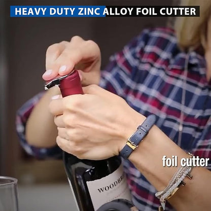 Stainless Steel Wine Opener Compact Vertical Corkscrew Wine Bottle Opener with Foil Cutter - Image 8