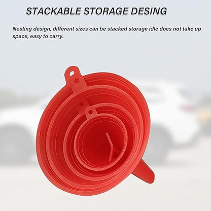 Oil Funnel for Automotive Use, Plastic Oil Change Funnels Set Large Flexible Fuel Funnel with Long Hose and Filter Bendable Wide Mouth for Car Motorcycle Boat Bottle Water Gasoline (7PCS)