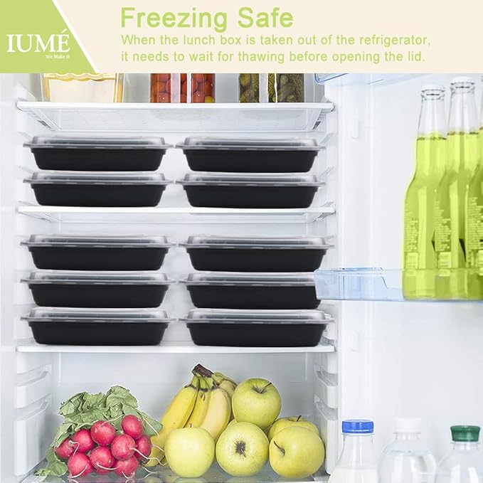 Reusable Food Prep Containers, 50-Pack 24 OZ Plastic Containers with Lids For Meal Food Prepping - Durable Food Storage Containers Lunch Boxes- Stackable, Meal Dishwasher Safe - Image 3