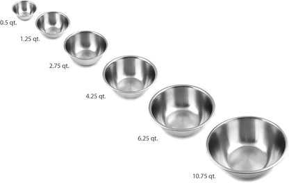 Fox Run 6-Piece Nesting Stainless Steel Polished Mirror Finish Mixing Bowls Set, 0.5, 1.25, 2.75, 4.25, 6.25 and 10.75 Quart - Image 7