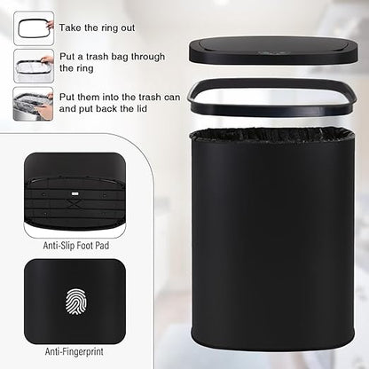 PayLessHere | 13 Gallon Stainless Steel Trash Can | Black | Automatic Touchless Lid with Motion Sensor | Kitchen Garbage Can with Waterproof Design | for Home, Office, Bathroom | Pack of 1 - Image 6