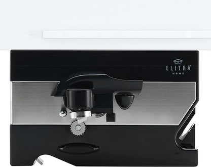 ELITRA HOME 3 in 1 Under the Cabinet Electric Can Opener, Blade Sharpener, Bottle Opener, Under The Counter Mount, For Large And Small Cans (Black)