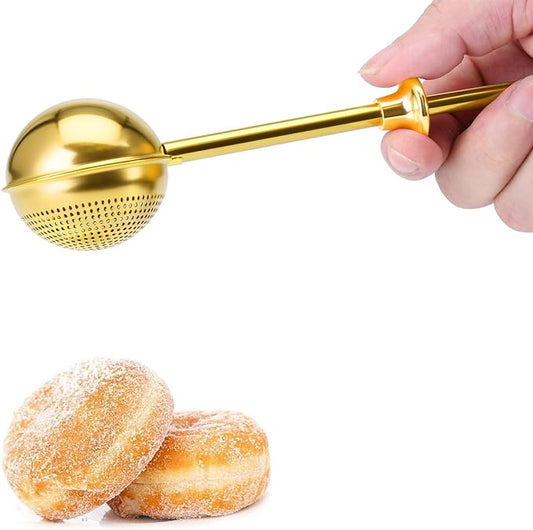 HULISEN Flour Duster for Baking, One-Handed Operation, 304 Stainless Steel Powdered Sugar Shaker Duster, Pick Up and Dust Flour Sifter, Gift Package, Gold by HULISEN