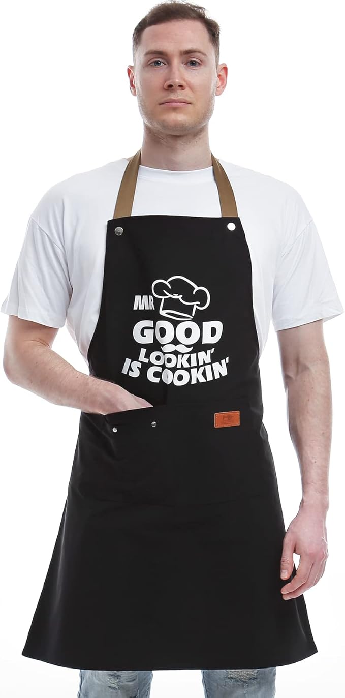 Gifts for Dad from Daughter Son, Father's Day Gifts - Birthday, Thanksgiving Gift for Dad, Manly Gift for Friends - Funny Birthday Presents for Him, Brother, Funny Cooking Apron with Pockets