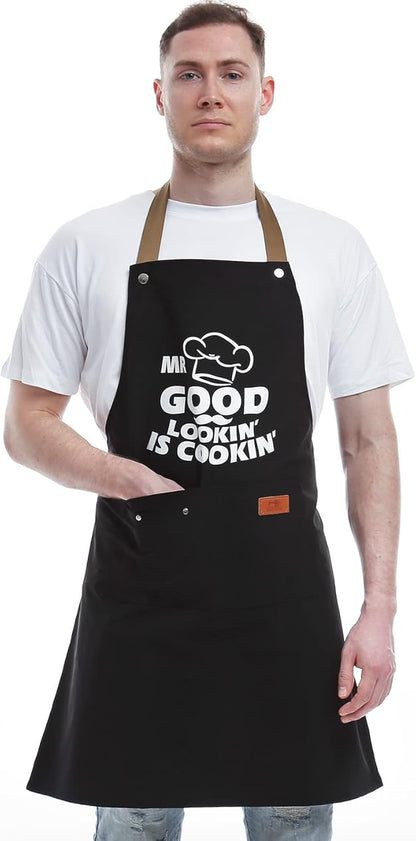 Gifts for Dad from Daughter Son, Father's Day Gifts - Birthday, Thanksgiving Gift for Dad, Manly Gift for Friends - Funny Birthday Presents for Him, Brother, Funny Cooking Apron with Pockets