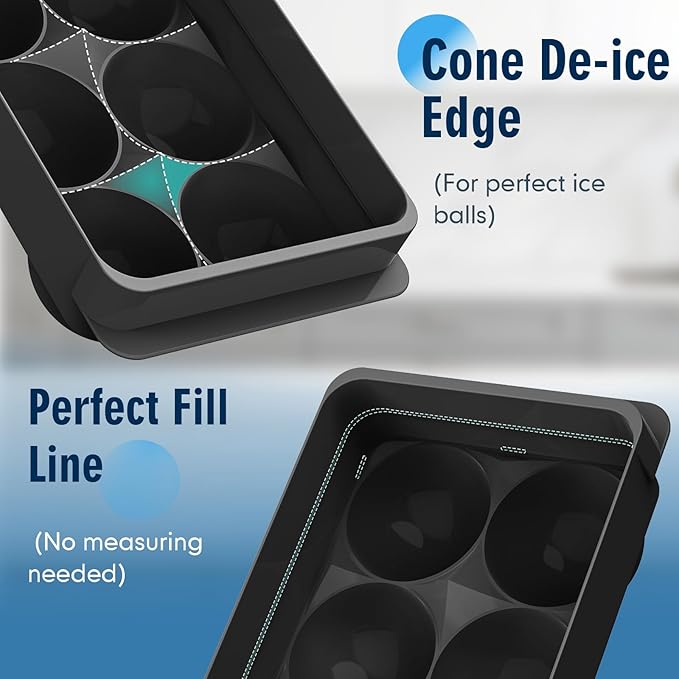 Large Ice Ball Maker Mold, 1.9" Round Ice Cube Mold for Whiskey Bourbon Cocktail, 6 Balls, Sphere Ice Mold, Big Ice Cube Tray with Container and Tongs, Easy to Fill & Release - Image 7