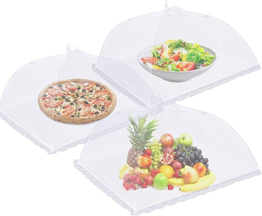 3 Pack Mesh Food Covers 19 inch, Large and Tall Food Covers, Pop-Up Mesh Food Covers Tent Umbrella for BBQs, Outdoors, Screen Tents, Parties Picnics by Rindion