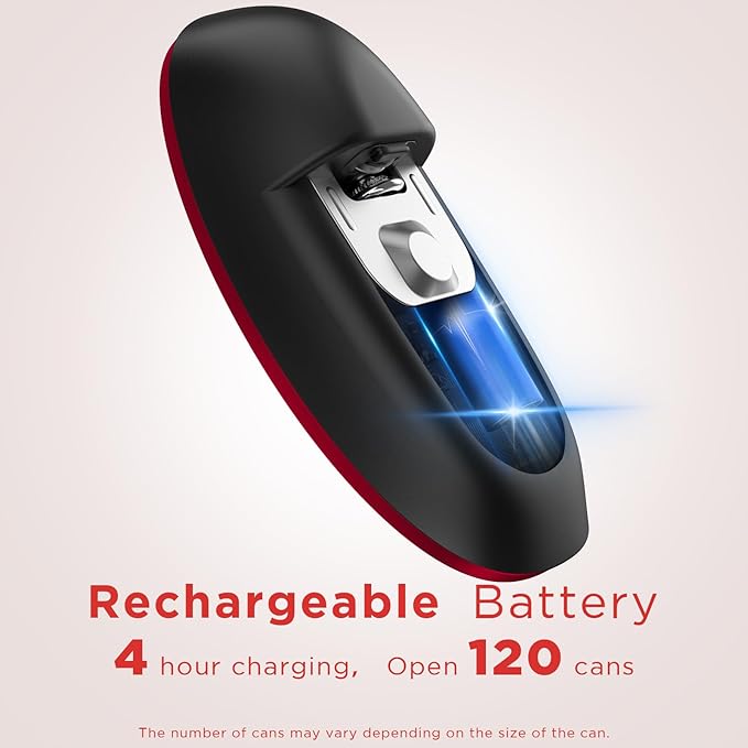 Canslab Ultrablade PRO Auto Stop Can Opener - Rechargeable Electric Can Opener for Kitchen for Seniors with Arthritis- One touch Side Cut Can Opener, Smooth Edge, Handfree, Portable Small Size, Red - Image 4