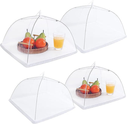JULBEAR 4 Pcs Mesh Food Cover Tent Large and Tall Umbrella Food Screen Covers for Outside Pop-up Mesh Reusable Food Nets for Parties Picnics Outdoor BBQs Collapsible (2 Pcs 17"x17", 2 Pcs 14"x14") by JULBEAR