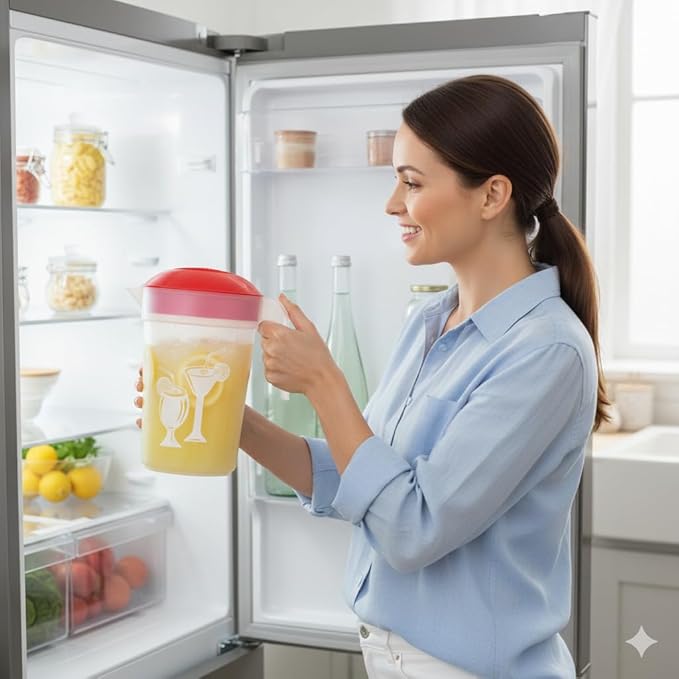 Tribello LARGE 1.3 Gallon Water Pitcher, Plastic Juice Pitcher With Lid - Dishwasher Safe, BPA Free, Colors May Vary (1.3 Gallon) - Image 2