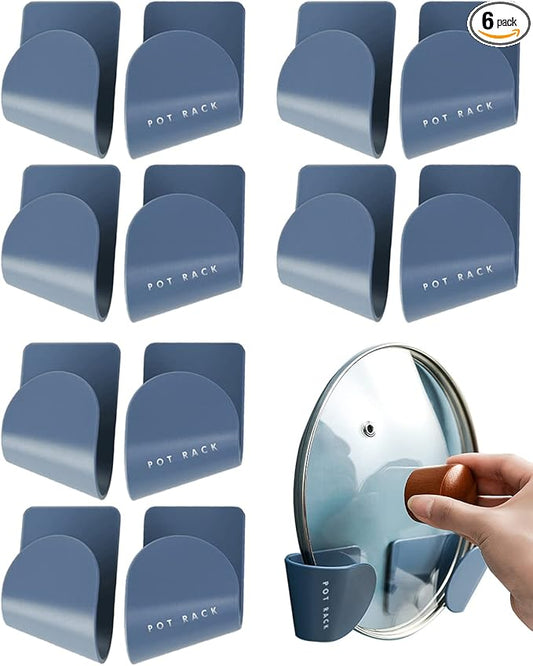 Tendiren Pot Lid Organizer, 6 Pairs of Adjustable Wall Mount Pot Lid Holder Cabinet Door, Pot and Pan Hangers for Kitchen Wall Mount, Cabinet Door Lid Organizer, Save More Space by Tendiren