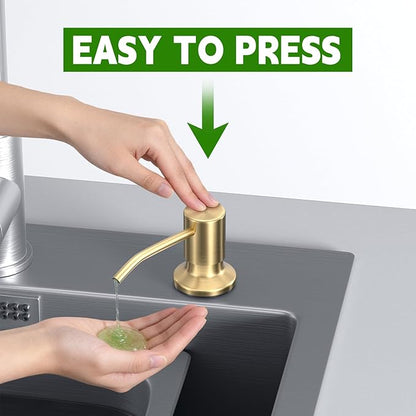 Kitchen Sink Soap Dispenser, Built in SoapDispenser, 47" Extension Tube kit, Counter Lotion Dispenser Pump, No Need More Refills (Gold)