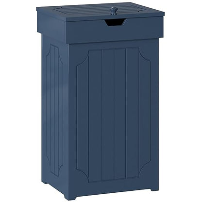 Function Home Trash Can Cabinet, 13 Gallon Kitchen Garbage Can, Wood Recycling Trash Bin, Freestanding Dog Proof Trash Can, Farmhouse Trash Cabinet with Lid for Home Kitchen Bathroom, Blue by FunctionHome