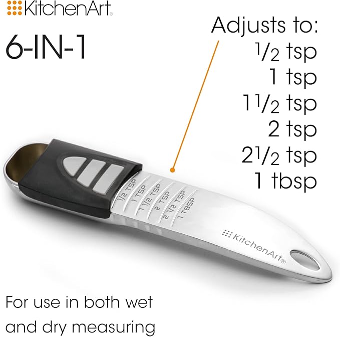 KitchenArt Pro Adjustable Measuring Set, Includes Adjustable Tablespoon, Teaspoon, and 2 Cup Measuring Cup - Image 6