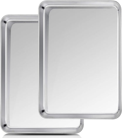 TeamFar Baking Sheet, 20’’×14’’×1’’, Cookie Sheet Half Sheet Baking Pans Stainless Steel, Non Toxic & Healthy, Heavy Duty & Thick Gauge, Mirror Finish & Dishwasher Safe - 2 Piece by TeamFar