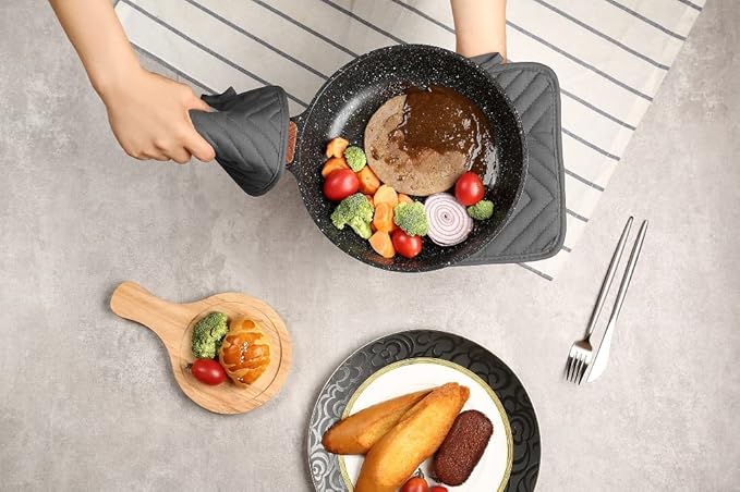 Oven Pot Holder with Pocket Cotton Heat Resistant Coaster Potholder Kitchen Hot Pad Oven Mitts for Cooking Square 7"x9"Set of 5 (Grey) - Image 7