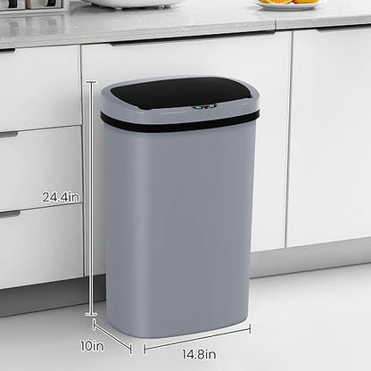 13 Gallon Trash Can | 50L Sensor Automatic Kitchen Trash Can with Lid | Touchless Garbage Bin Odor-Control for Kitchen, Office, Bedroom, Living Room (1 Pack, Gray) - Image 8