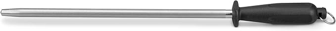 10 Inch Sharpening Steel, Professional Diamond Brushed Steel Knife Sharpener, Black - Image 5