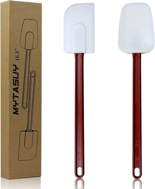 16.5 INCH Silicone Spatulas Heat Resistant Heavy Duty Rubber Spatulas Commercial Spatulas Set for Kitchen Use Silicone Cooking Utensils Sets of 2 by MYTASUY