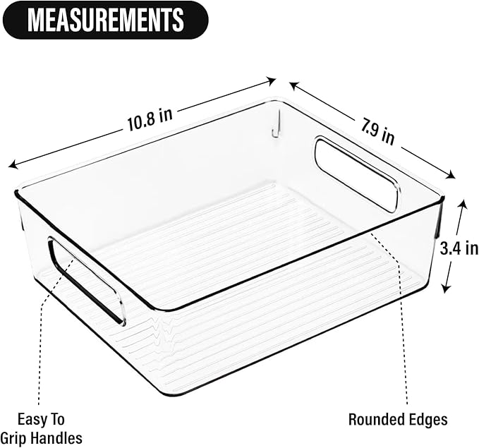 Clear Plastic Storage Bins, Pantry Organizers and Storage, Kitchen Organization and Storage Containers Bins for Organizing, Fridge, Freezer, Bathroom, Pantries, Medicine Cabinet Organizer Bin - Image 3