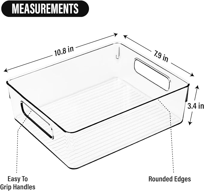 Clear Plastic Storage Bins, Pantry Organizers and Storage or Kitchen Organization and Storage Containers Bins for Organizing, Fridge, Freezer, Bathroom, Pantries, Refrigerator, Cabinet Organizer Bin - Image 2