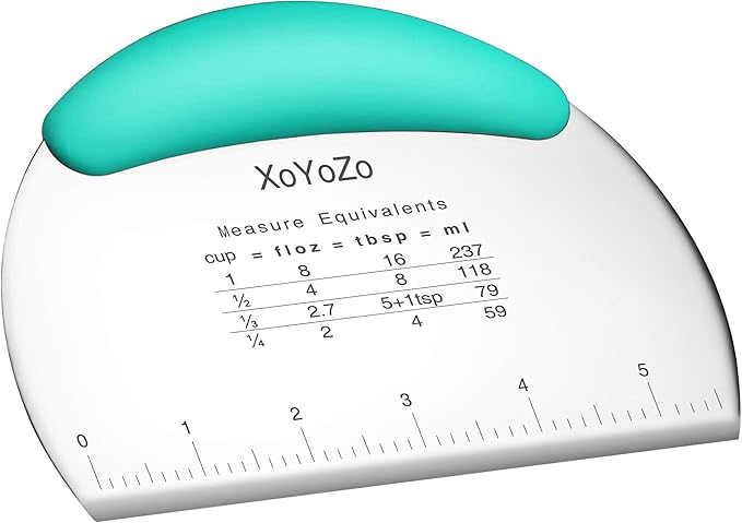 1 pcs Dough Pastry Scraper Chopper/Stainless Steel Dough Scraper Cutter with Ergonomic Rubber Non-Slip Grip/Dough Scraper Cutter/Pro Pastry Pizza Cutter Chopper (Blue-green) by XoYoZo