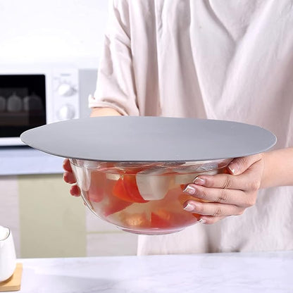 12“ Large Microwave Splatter Cover & Silicone Mat,12 Inchs Vented Collapsible Guard dish Plate lid & Round Kitchen mat for food