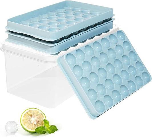Ice Cube Trays with Lid and Bin, 1.0 IN Small Round Ice Cube Mold for Freezer - Easy Release Stackable Ice Ball Maker for Cocktail, Whiskey and Drinks,BPA-Free(1.0in/70 balls&box) by DclobTop