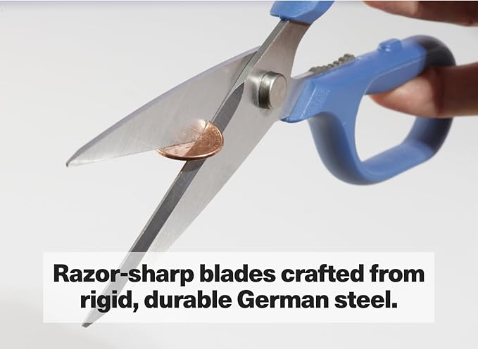 Misen Heavy Duty Kitchen Shears - Comfortable Ambidextrous Scissors for Meat, Poultry, Herbs & More - Easy to Clean - German Stainless Steel - Small | Red - Image 3