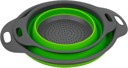 AUAUY 2 Pack Collapsible Colander Set, Round Silicone Folding Collapsible Strainers with Plastic Handles, Eco-Friendly Food Strainer for Kitchen Draining Pasta Vegetables Fruits-1 Large and 1 Small - Image 9