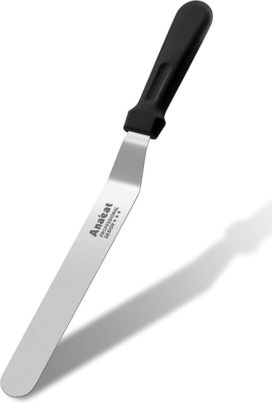 Anaeat Icing Spatula, Professional Cake Angled Offset Spatula with 10" Stainless Steel Blade - Thickened Frosting Knife with Durable Plastic Handle for Cake Decorating, Pastry & Baking by Anaeat