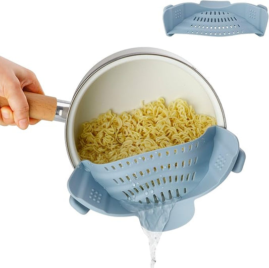 Silicone Pot Strainer, Emptycolor Adjustable Clip On Strainer for Pots Pans, Heat Resistant Pot Drainer, Kitchen Pasta Colander for Vegetables and Noodles (Blue) by Unknown
