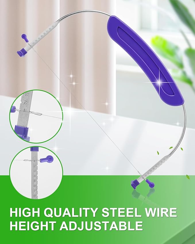 Purple Cake Cutter Slicer Leveler, Premium Food Grade Stainless Steel Cake Leveler & Slicer, Adjustable Cake Leveler for Leveling and Molding Professional Baking Tool with 2 Extra Wires