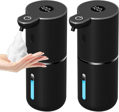 OHIFAST 2 Pack Automatic Foaming Soap Dispenser Touchless, USB Rechargeable Smart Hand Soap Dispenser, 6-Level Adjustable, 12.8oz/380mL, Compatible with Thick Thin Dish Soap for Bathroom Kitchen-Black by OHIFAST