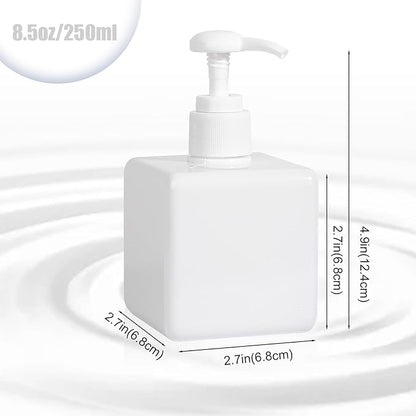 Pump Bottle, Refillable Plastic Empty Lotion Soap Dispenser Liquid Container for Bathroom Shampoo and Body Wash, 8.4oz/250ml White 2 Pack