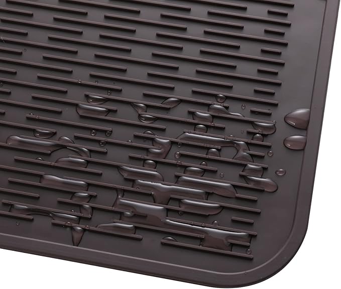 MicoYang Silicone Dish Drying Mat for Multiple Usage,Easy clean,Eco-friendly,Heat-resistant Silicone Mat for Kitchen Counter or Sink,Refrigerator or Drawer Liner Coffee 3XL 28 inches x 18 inches - Image 9