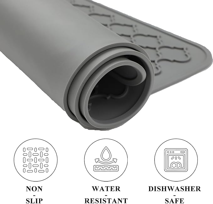 Silicone Stove Top Cover for Electric Stove- Range Covers for Electric Stove,Silicone XXL Dish Drying Mat, Glass Cooktop Covers, Flat RV Range top Mats (Gray, 20"x28")