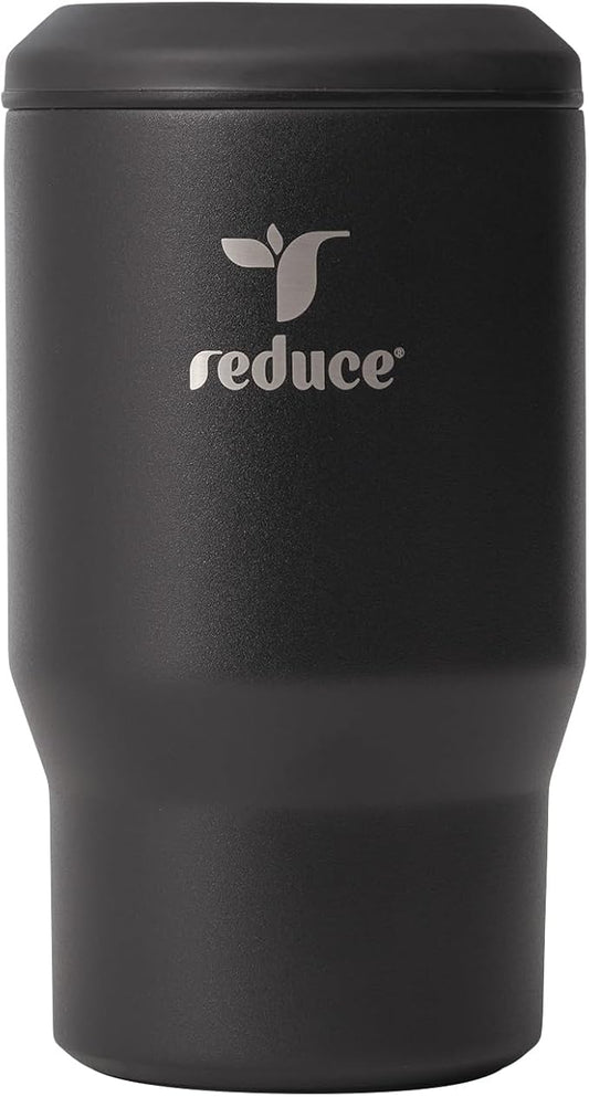 Reduce 4-in-1 Drink Cooler - Versatile Can & Bottle Holder with Vacuum Insulation - Keeps Drinks Cold Up to 4 Hours - Includes Bottle Opener - Fits Cupholders & Dishwasher Safe - 14oz - Black