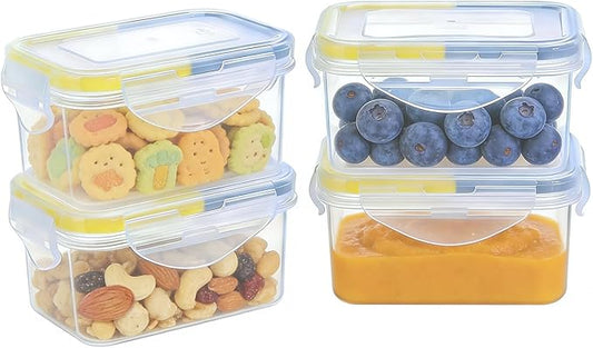 KIGI Small Plastic Food Storage Container Set for Snack, Puree, Lunch & Meal Prep, BPA-Free, Airtight lids, Leak-Proof Mini Bento box (0.75 Cup, 8 Piece Set)