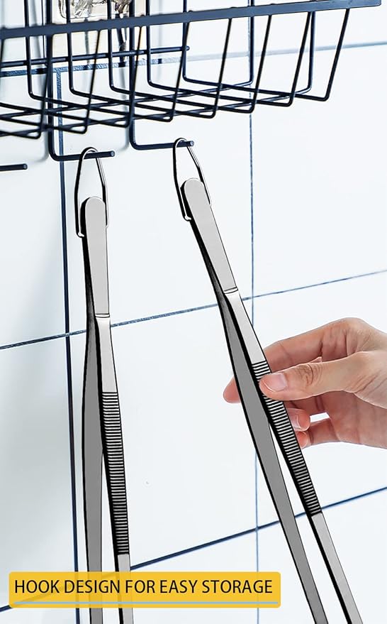 JETKONG 2 Pcs 12-Inch Food Tweezer Tongs, Stainless Steel Kitchen Tweezer Cooking Tweezers (Black) - Image 4