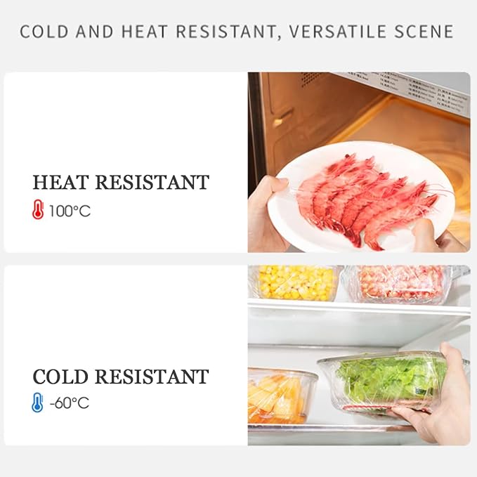 TIHOOD 300PCS Disposable Plastic Food Cover Wrap Elastic Food Lids Refrigerator fruit food Stretch Dustproof Bowls Cups Cover - Image 4
