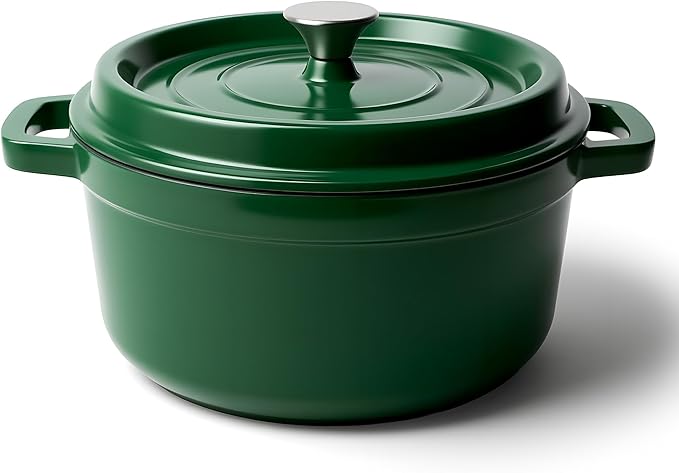 6.5 Quart Dutch Oven Pot with Lid, Non Stick Enameled Cast Iron Dutch Oven for Bread Baking, Heavy-Duty, Oven Safe Ceramic Cookware Up to 500°F for Baking, Braising, Stews, Roasting, Green by Fijinhom