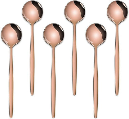 5.1Inch Stainless Steel Coffee & Tea Spoons Set,Rose Gold Teaspoon,Small Spoons For Dessert or Tea,Espresso Spoon For Cafe by DEHOVKitchen