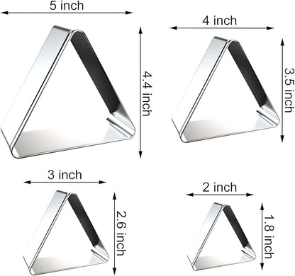 Triangle Cookie Cutter Set - 5 inch, 4 inch, 3 inch, 2 inch - 4 Piece Geometric Frame Plaque Cookie Cutters Shapes Molds - Stainless Steel